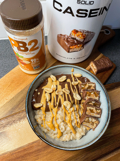 Havregrød med smag af chokolade og peanuts