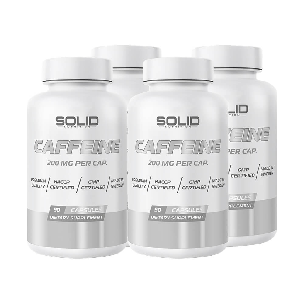 4 x SOLID Nutrition Caffeine, 90 caps