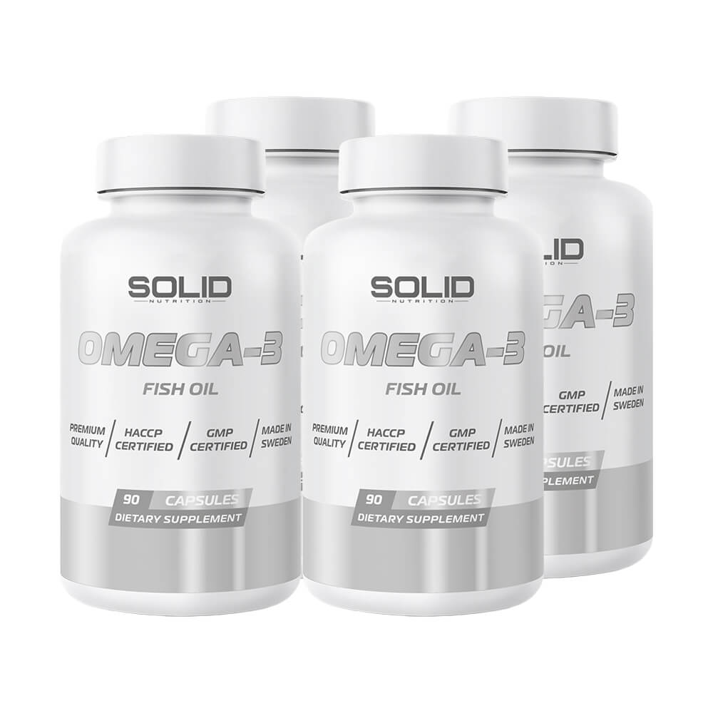4 x SOLID Nutrition Omega-3, 90 caps