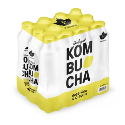 12 x Pureness Kombucha, 370 ml (Ingefær & Citron)