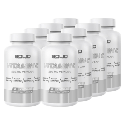 8 x SOLID Nutrition Vitamin C, 90 caps