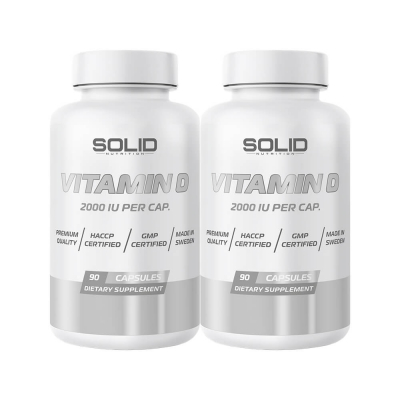 2 x SOLID Nutrition Vitamin D, 90 caps