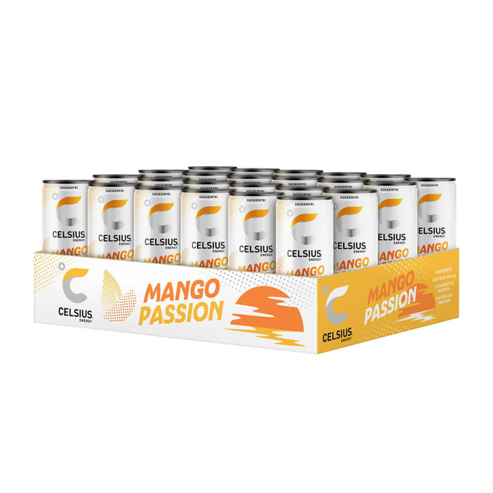 24 x Celsius, 355 ml (Mango Passion) i gruppen Drikkevarer / Energidrik hos Tillskottsbolaget (CELSIUS65322)