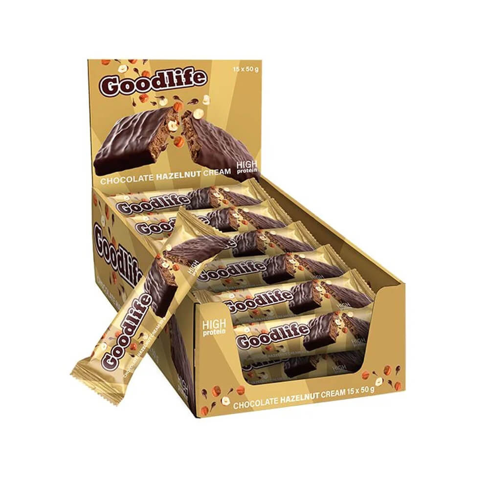 15 x Goodlife Proteinbar, 50 g (Chocolate Hazelnut Cream) i gruppen Bars / Proteinbarer hos Tillskottsbolaget (GOODLIFE4344)