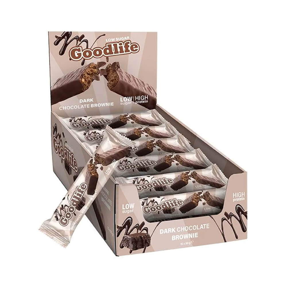 15 x Goodlife Proteinbar LOW SUGAR, 50 g (Dark Chocolate Brownie) i gruppen Bars / Proteinbarer hos Tillskottsbolaget (GOODLIFE9584)