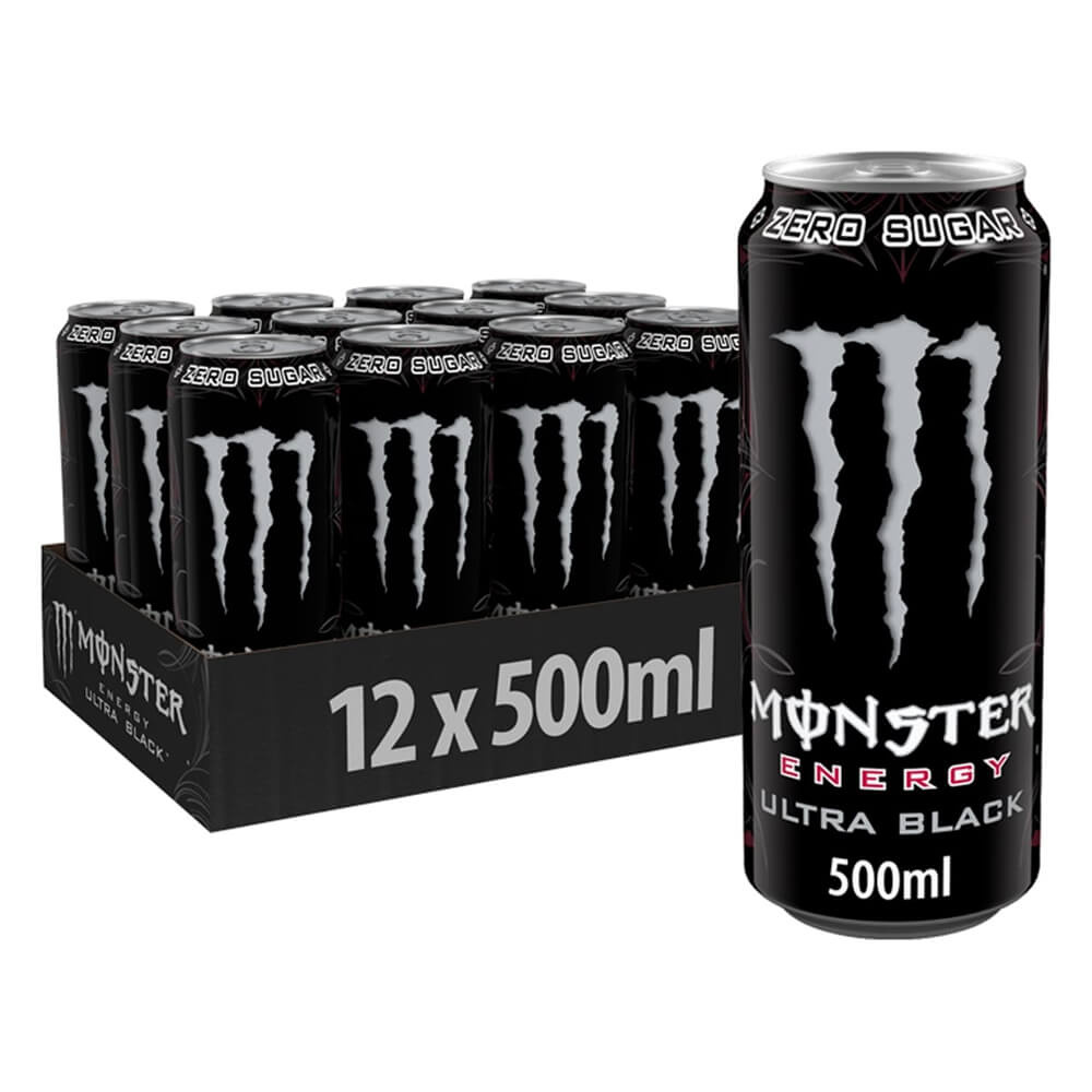 12 x Monster Energy, 500 ml (Ultra Black) i gruppen Drikkevarer / Energidrik hos Tillskottsbolaget (MONSTER6573)