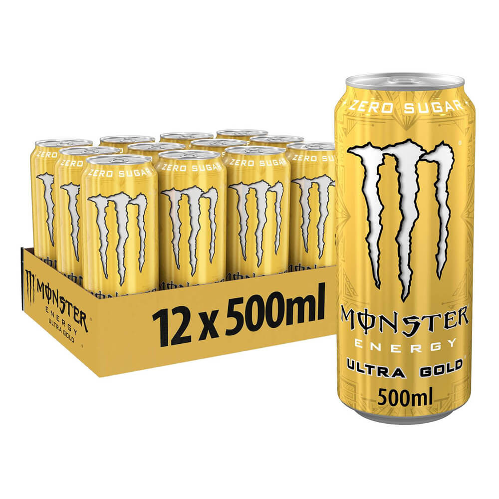 12 x Monster Energy, 500 ml (Ultra Gold) i gruppen Drikkevarer / Energidrik hos Tillskottsbolaget (MONSTER7568)