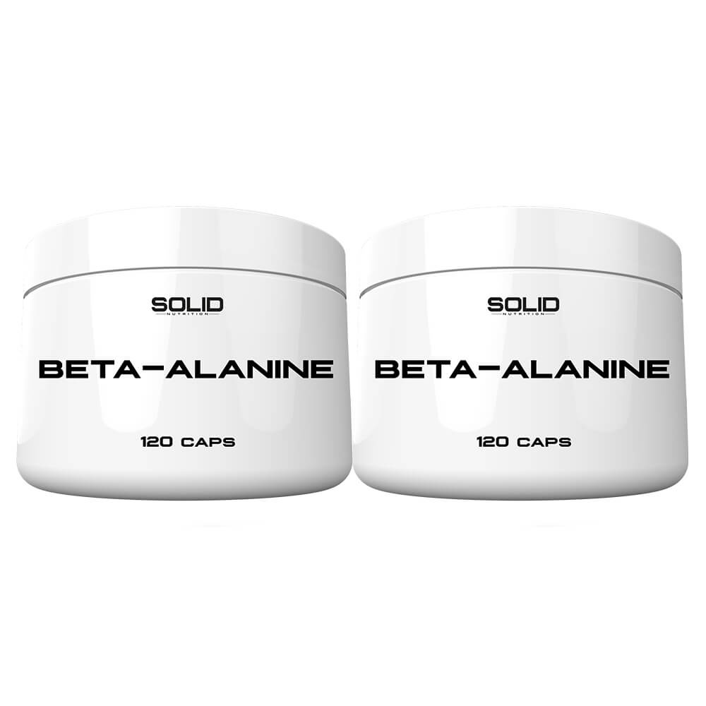 2 x SOLID Nutrition Beta-Alanine, 120 mega caps i gruppen Kosttilskud & Fdevarer / Aminosyrer / Beta-Alanin hos Tillskottsbolaget (SOLID56535)