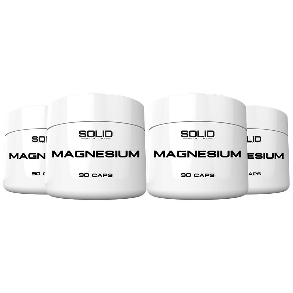 4 x SOLID Nutrition Magnesium, 90 caps i gruppen Kosttilskud & Fdevarer / Mineraler / Magnesium hos Tillskottsbolaget (SOLID67423)