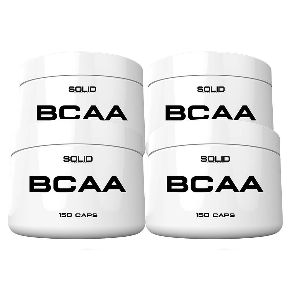 4 x SOLID Nutrition BCAA, 150 mega caps i gruppen Kosttilskud & Fdevarer / Aminosyrer / BCAA hos Tillskottsbolaget (SOLID674343)