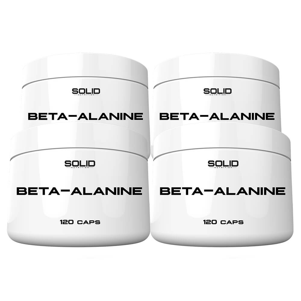 4 x SOLID Nutrition Beta-Alanine, 120 mega caps i gruppen Kosttilskud & Fdevarer / Aminosyrer / Beta-Alanin hos Tillskottsbolaget (SOLID67832)