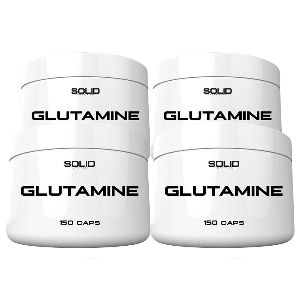 4 x SOLID Nutrition Glutamine, 150 mega caps i gruppen Kosttilskud & Fdevarer / Aminosyrer / Glutamin hos Tillskottsbolaget (SOLID75683)