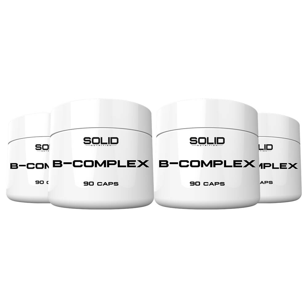 4 x SOLID Nutrition B-Complex, 90 caps i gruppen Kosttilskud & Fdevarer / Vitaminer / B-vitamin hos Tillskottsbolaget (SOLID76422)