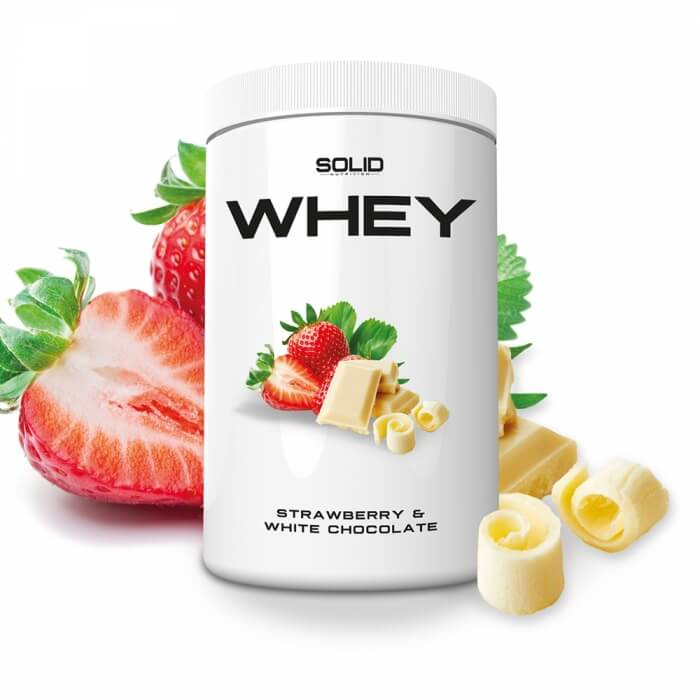 SOLID Nutrition Whey, 750 g (Strawberry & White Chocolate) i gruppen Kosttilskud & Fdevarer / Proteinpulver / Valleprotein / Whey protein hos Tillskottsbolaget (SOLIDSTRAW)