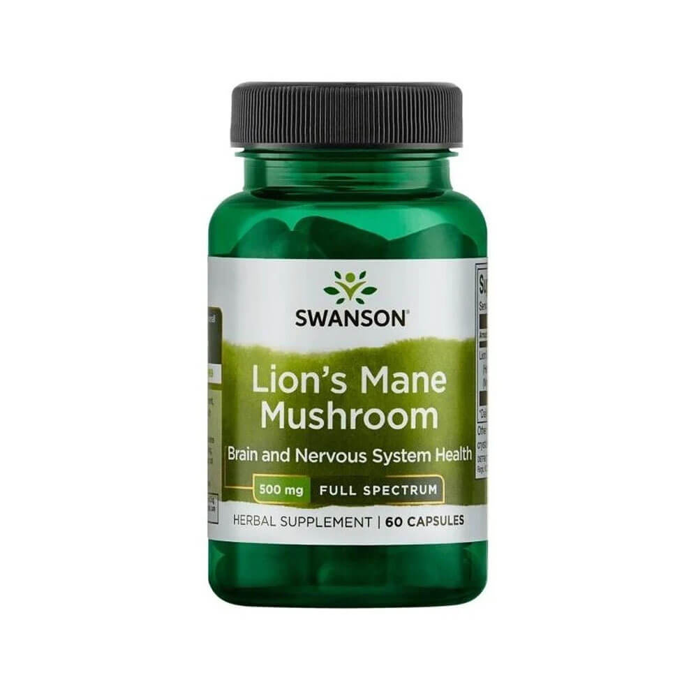 Swanson Full Spectrum Lion's Mane Mushroom, 500 mg, 60 caps i gruppen Kosttilskud & Fdevarer / Sundhedskost / Antioxidanter hos Tillskottsbolaget (SWANSON6734)