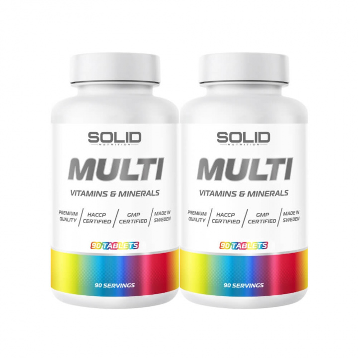 2 x SOLID Nutrition MULTI, 90 tabs i gruppen Kosttilskud & Fødevarer / Vitaminer / Multivitamin hos Tillskottsbolaget (2SOLIDMULTI)