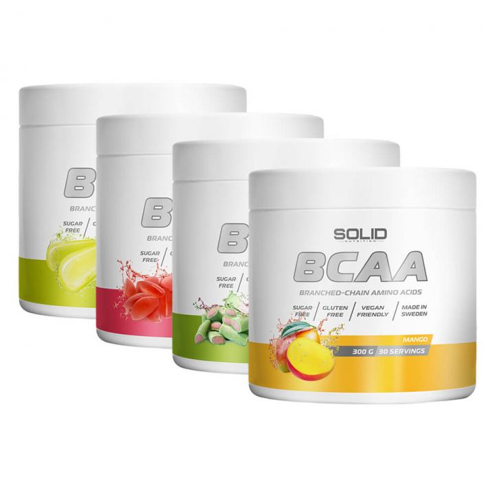 4 x SOLID Nutrition BCAA, 300 g i gruppen Kosttilskud & Fødevarer / Aminosyrer / BCAA hos Tillskottsbolaget (4SOLIDBCAA1)