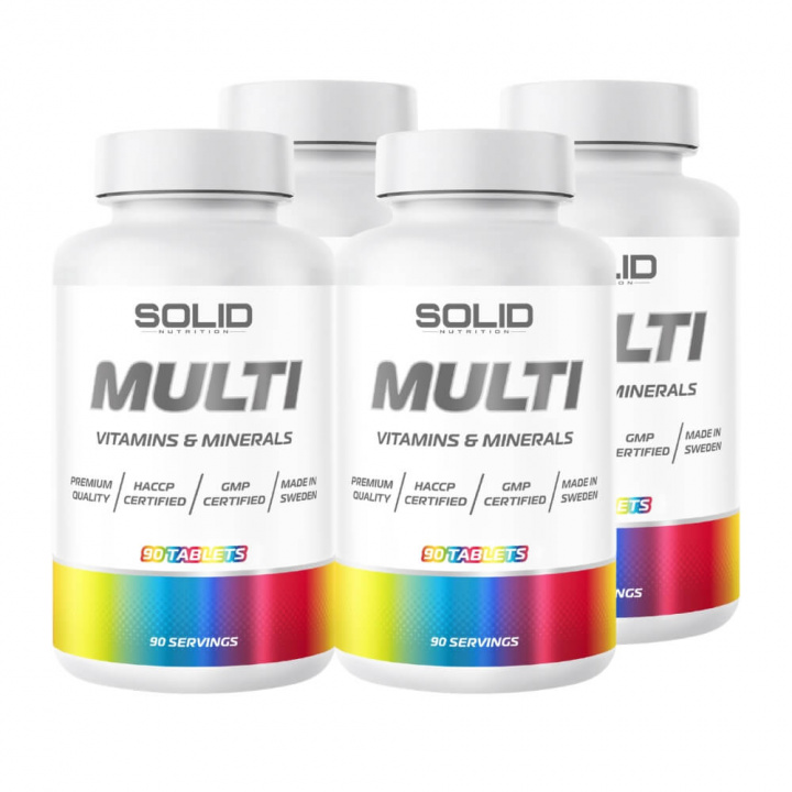 4 x SOLID Nutrition MULTI, 90 tabs i gruppen Kosttilskud & Fødevarer / Vitaminer / Multivitamin hos Tillskottsbolaget (4SOLIDMULTI)