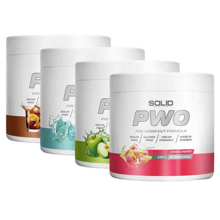 4 x SOLID Nutrition PWO, 230 g i gruppen Kosttilskud & Fødevarer / Præstationsforbedringer / Pre-Workout / PWO hos Tillskottsbolaget (4SOLIDPWO)