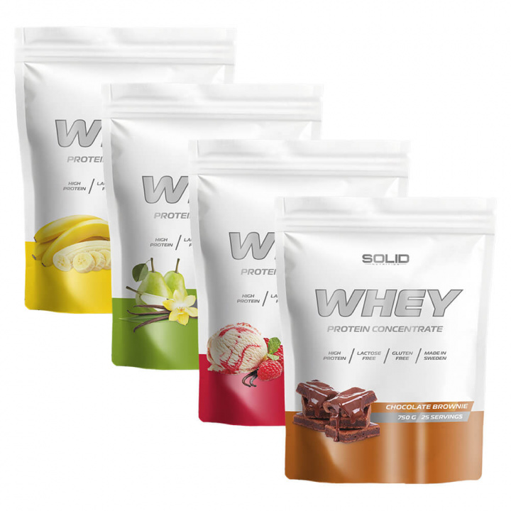 4 x SOLID Nutrition Whey, 750 g i gruppen Kosttilskud & Fødevarer / Proteinpulver / Valleprotein / Whey protein hos Tillskottsbolaget (4SOLIDWHEY)