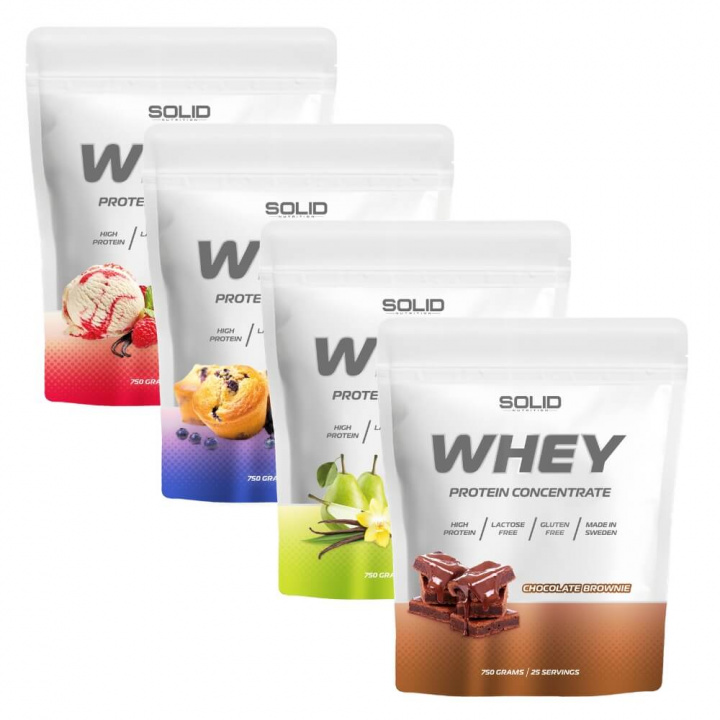 4 x SOLID Nutrition Whey, 750 g i gruppen Kosttilskud & Fødevarer / Proteinpulver / Valleprotein / Whey protein hos Tillskottsbolaget (4SOLIDWHEY)
