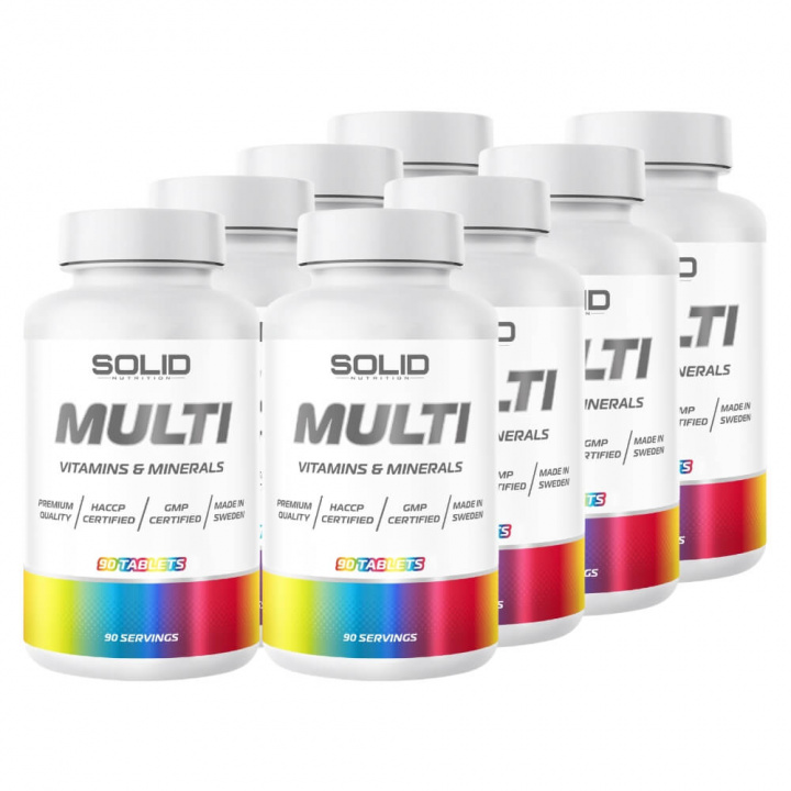 8 x SOLID Nutrition MULTI, 90 tabs i gruppen Kosttilskud & Fødevarer / Vitaminer / Multivitamin hos Tillskottsbolaget (8SOLIDMULTI)