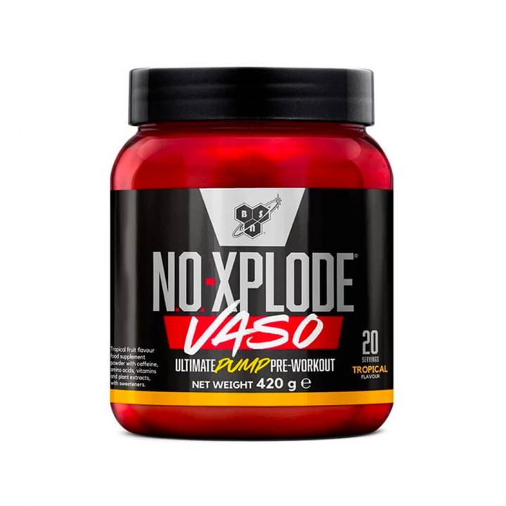 BSN N.O.-Xplode Vaso PWO, 420 g (Tropical) i gruppen Kosttilskud & Fødevarer / Præstationsforbedringer / Pre-Workout / PWO hos Tillskottsbolaget (BSN785367-1)
