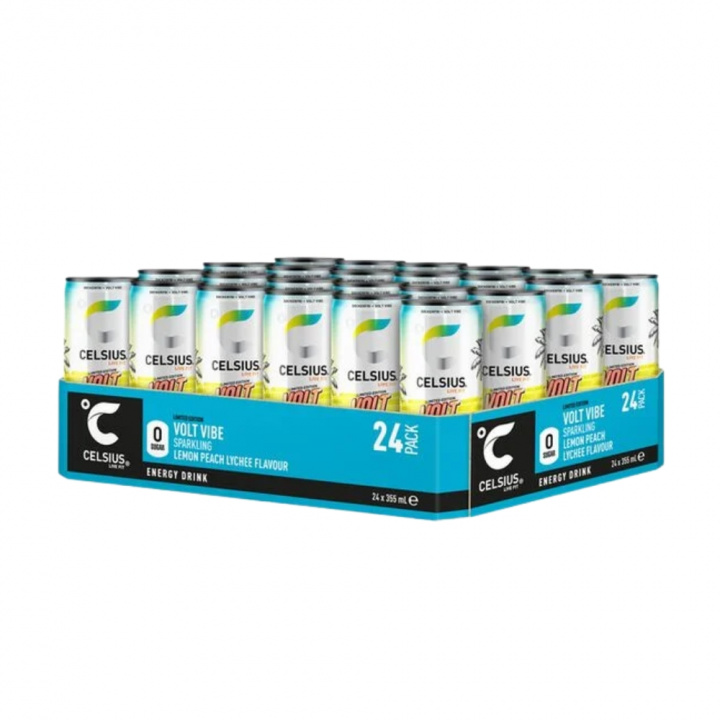 24 x Celsius, 355 ml (Volt Vibe) i gruppen Emne / Glutenfrie kosttilskud hos Tillskottsbolaget (CELSIUS57855)