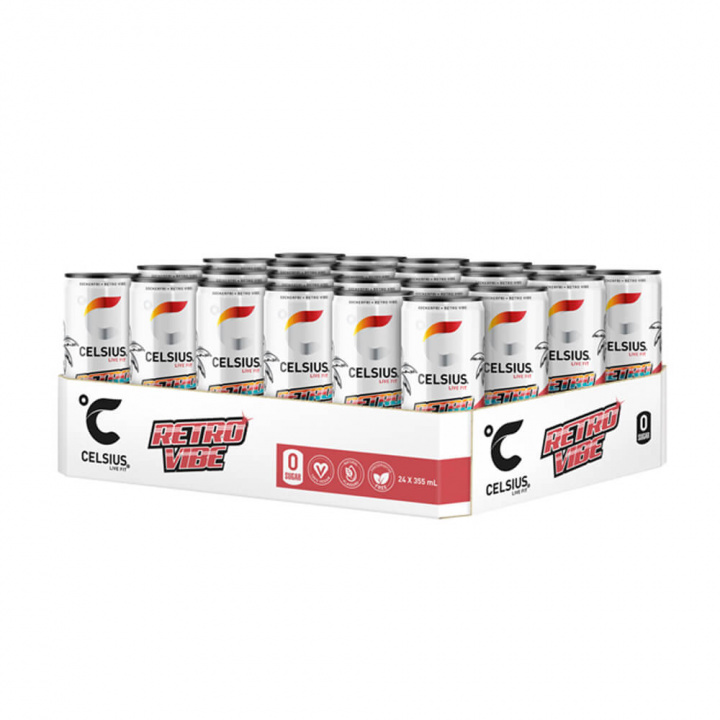 24 x Celsius, 355 ml (Retro Vibe) i gruppen Emne / Glutenfrie kosttilskud hos Tillskottsbolaget (CELSIUS65732)