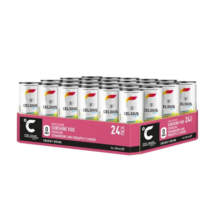 24 x Celsius, 355 ml (Sunshine Vibe) i gruppen Drikkevarer / Energidrik hos Tillskottsbolaget (CELSIUS8542)