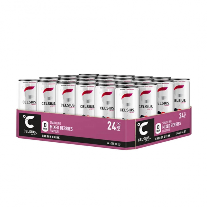 24 x Celsius, 355 ml (Wild Berries) i gruppen Emne / Glutenfrie kosttilskud hos Tillskottsbolaget (CELSIUS86893)
