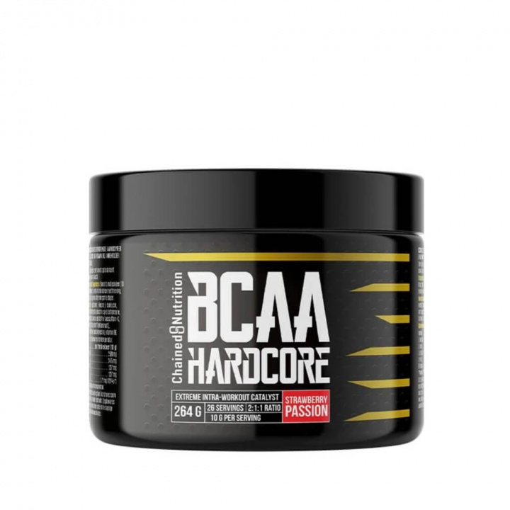 Chained Nutrition BCAA Hardcore, 264 g (Strawberry Passion) i gruppen Kosttilskud & Fødevarer / Aminosyrer / BCAA hos Tillskottsbolaget (CHAINED7583-5)
