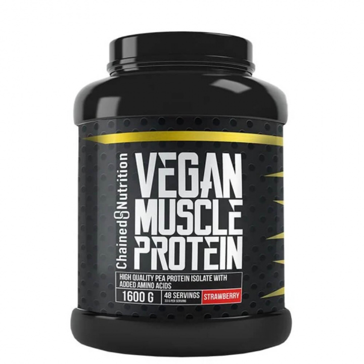 Chained Nutrition Vegan Muscle Protein, 1600 g (Strawberry) i gruppen Kosttilskud & Fødevarer / Proteinpulver / Laktosefri Protein hos Tillskottsbolaget (CHAINED7654-2)