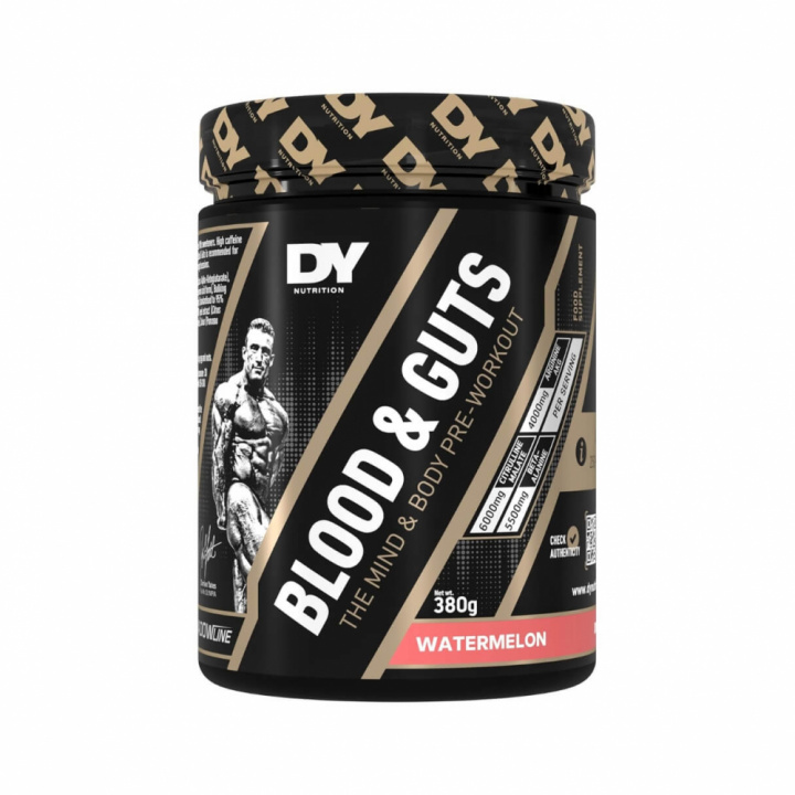 DY Nutrition Blood & Guts, 380 g (Watermelon) i gruppen Kosttilskud & Fødevarer / Præstationsforbedringer / Pre-Workout / PWO hos Tillskottsbolaget (DY8493-3)