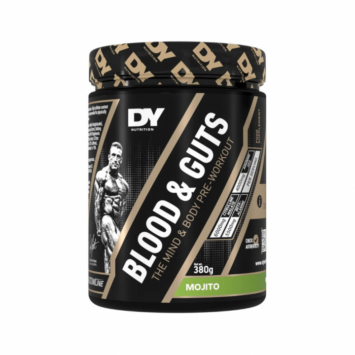 DY Nutrition Blood & Guts, 380 g (Mojito) i gruppen Kosttilskud & Fødevarer / Præstationsforbedringer / Pre-Workout / PWO hos Tillskottsbolaget (DY8493-5)