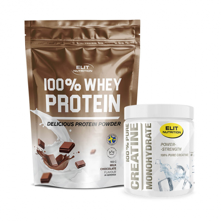 Whey Protein, 900 g + Creatine Monohydrate, 300 g i gruppen Kosttilskud & Fødevarer / Kreatin / Kreatinmonohydrat hos Tillskottsbolaget (ELIT578898)