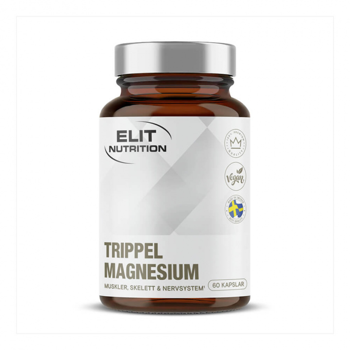 Elit Nutrition Trippel Magnesium, 60 caps i gruppen Kosttilskud & Fødevarer / Mineraler / Magnesium hos Tillskottsbolaget (ELIT65735)