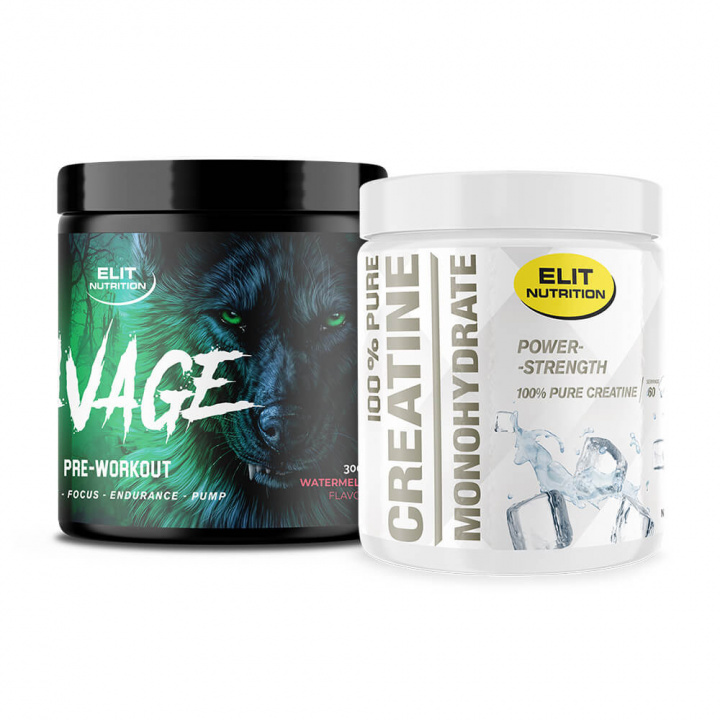 Savage PWO, 300 g + Creatine Monohydrate, 300 g i gruppen Kosttilskud & Fødevarer / Kreatin / Kreatinmonohydrat hos Tillskottsbolaget (ELIT67583)