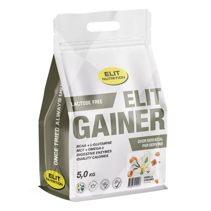 Elit Nutrition Gainer - Lactose Free, 5 kg (Vanilla Caramel) i gruppen Kosttilskud & Fødevarer / Gainers & Restitution / Laktosefri Gainer hos Tillskottsbolaget (ELIT7509-1)