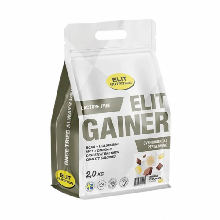 Elit Nutrition Gainer - Lactose Free, 2 kg (Banana Chocolate) i gruppen Kosttilskud & Fødevarer / Gainers & Restitution / Laktosefri Gainer hos Tillskottsbolaget (ELIT753-5)
