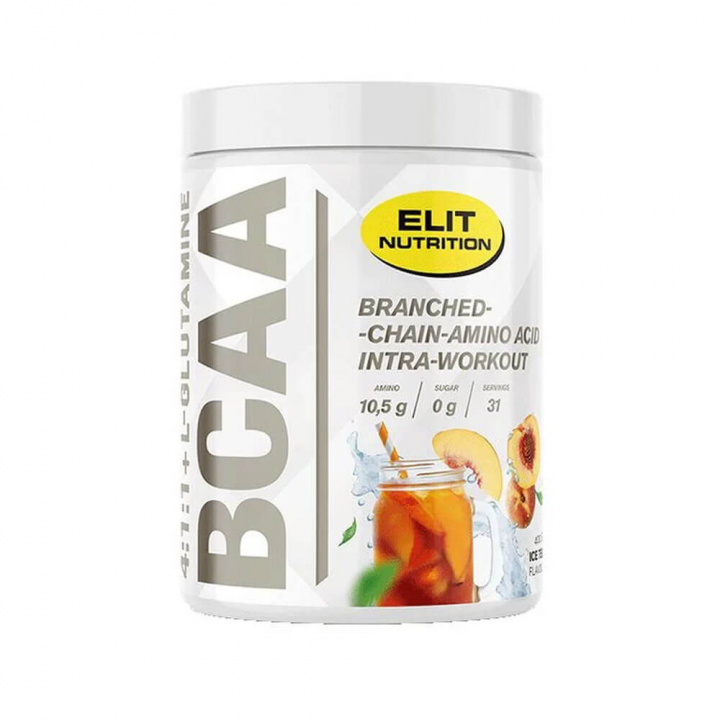 Elit Nutrition BCAA 4:1:1 + L-glutamine, 400 g (Ice Tea) i gruppen Kosttilskud & Fødevarer / Aminosyrer / BCAA hos Tillskottsbolaget (ELIT754-10)