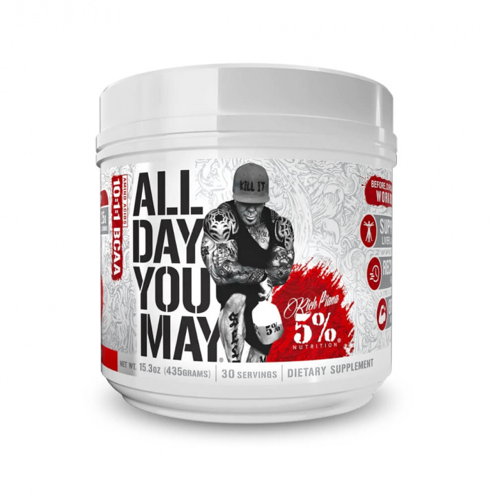 5% Nutrition All Day You May, 465 g (Fruit Punch) i gruppen Kosttilskud & Fødevarer / Aminosyrer / Aminosyrekompleks hos Tillskottsbolaget (FIVE78912LLFP)