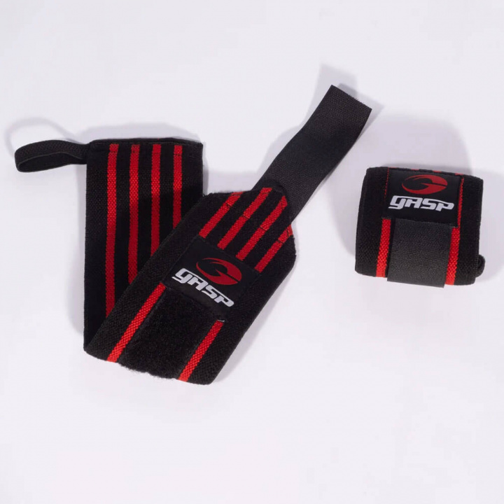 GASP Hardcore Wrist Wraps, black/red i gruppen Træningstilbehør / Håndledsbånd hos Tillskottsbolaget (GASP7365)