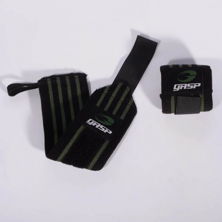 GASP Hardcore Wrist Wraps, black/green i gruppen Træningstilbehør / Håndledsbånd hos Tillskottsbolaget (GASP7863)