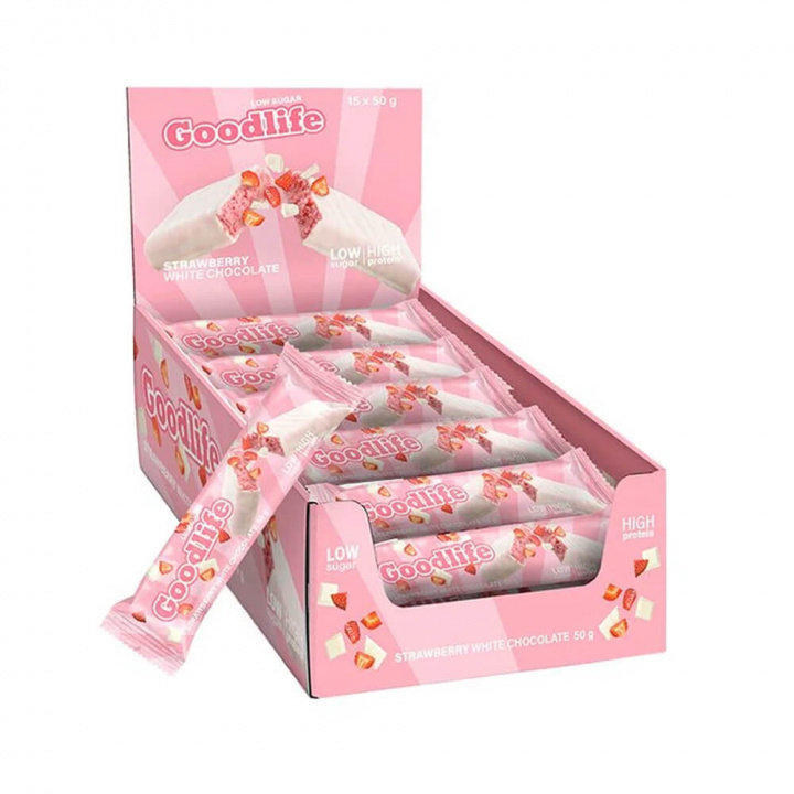 15 x Goodlife Proteinbar LOW SUGAR, 50 g (Strawberry White Chocolate) i gruppen Bars / Proteinbarer hos Tillskottsbolaget (GOODLIFE6573)