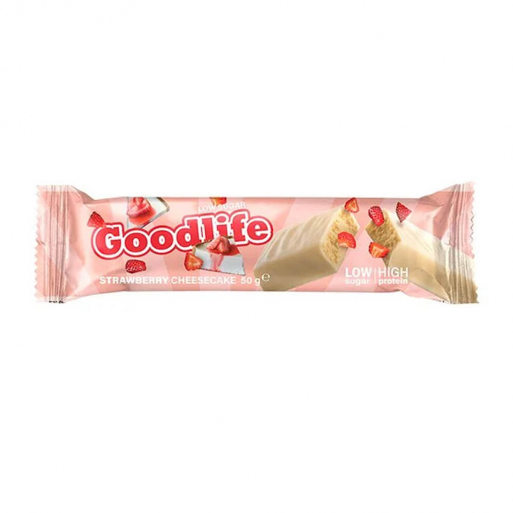Goodlife Proteinbar LOW SUGAR, 50 g (Strawberry Cheesecake) i gruppen Bars / Proteinbarer hos Tillskottsbolaget (GOODLIFE7564-3)
