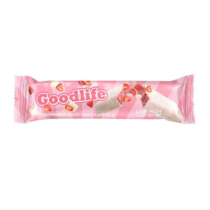 Goodlife Proteinbar LOW SUGAR, 50 g (Strawberry White Chocolate) i gruppen Bars / Proteinbarer hos Tillskottsbolaget (GOODLIFE7564-9)