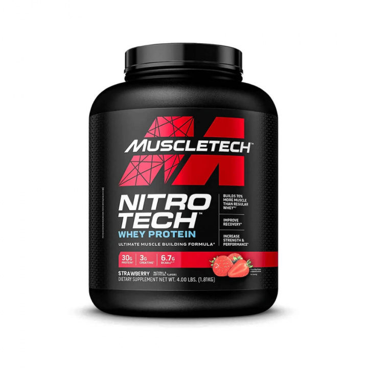 MuscleTech Nitro-Tech Performance Series, 1,8 kg (Strawberry) i gruppen Kosttilskud & Fødevarer / Proteinpulver / Isolatprotein hos Tillskottsbolaget (MUSCLETECH7583-3)