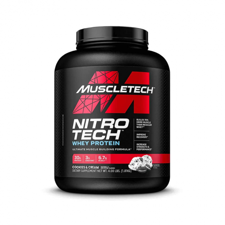 MuscleTech Nitro-Tech Performance Series, 1,8 kg (Cookies & Cream) i gruppen Kosttilskud & Fødevarer / Proteinpulver / Isolatprotein hos Tillskottsbolaget (MUSCLETECH7583-4)