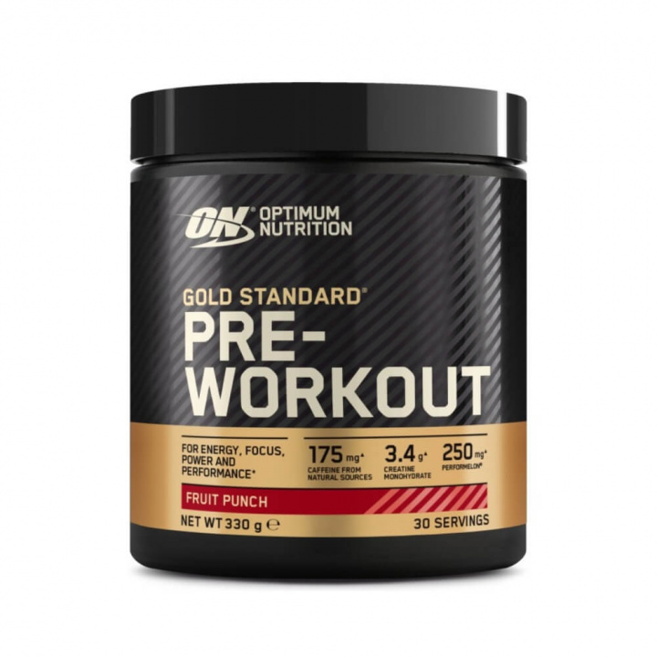 Optimum Nutrition Gold Standard Pre-Workout, 330 g (Fruit Punch) i gruppen Kosttilskud & Fødevarer / Præstationsforbedringer / Pre-Workout / PWO hos Tillskottsbolaget (OPTI8912FP)